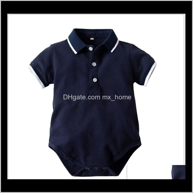 2021 new summer baby boys rompers infant short sleeve jumpsuits toddler cotton turn-down collar onesies baby bodysuit kids romper