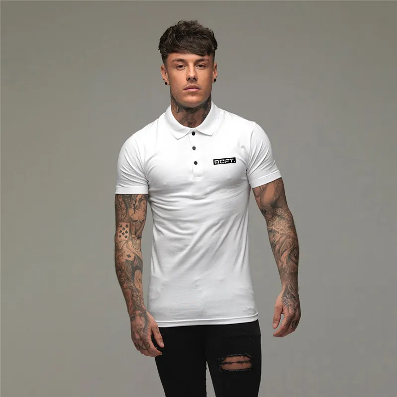 Polo Shirts Mannen Slim Fit Korte Mouw Polos Mens Katoen Mode Merk Fitness Kleding Zomer Ademend Gym Sports Polo Shirt 210421