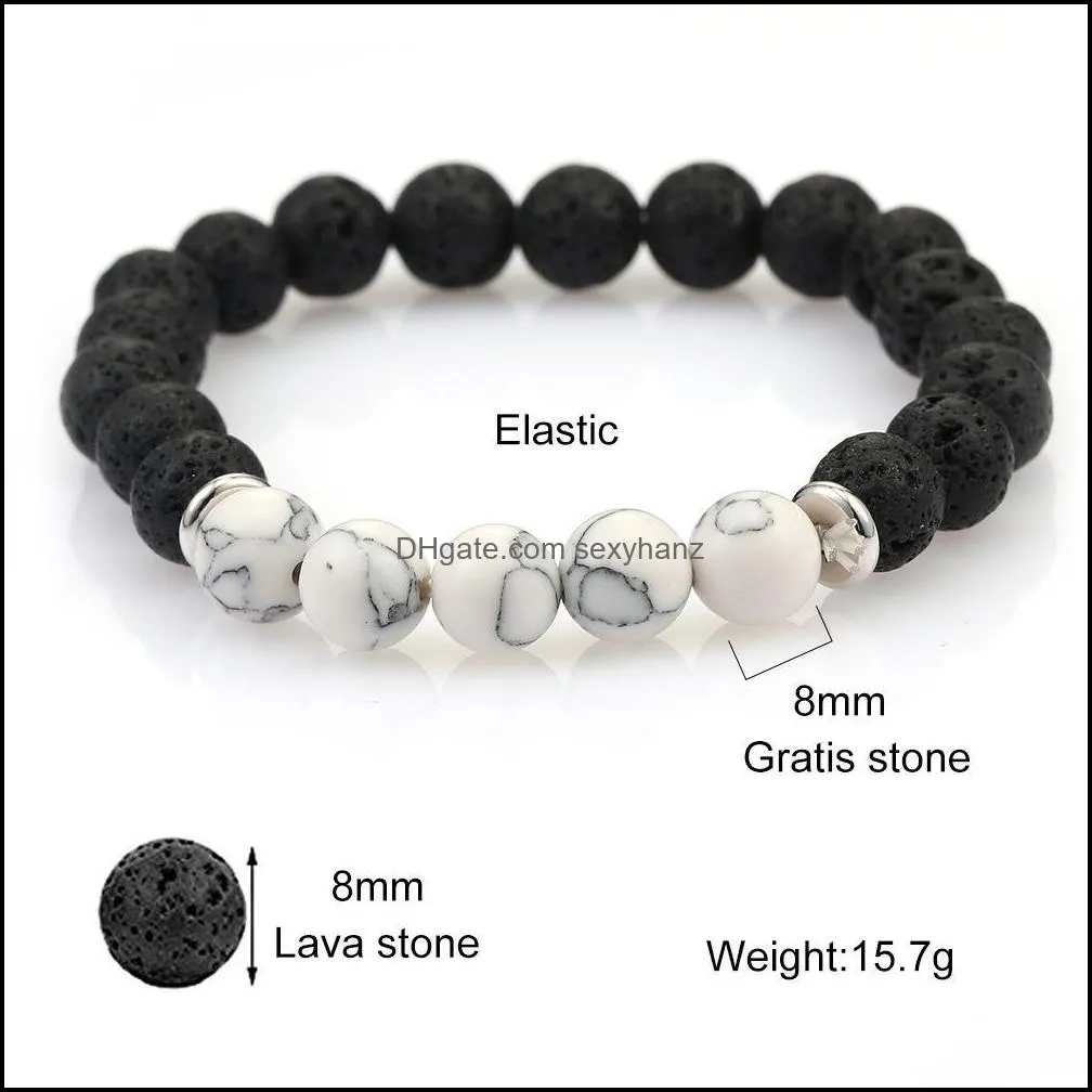 Natural Stone Round Beads Bracelet Chakra Charm Yoga Bracelet  Oil Diffuser Beads Chain for Women Men Fashion Crafts Jewelry