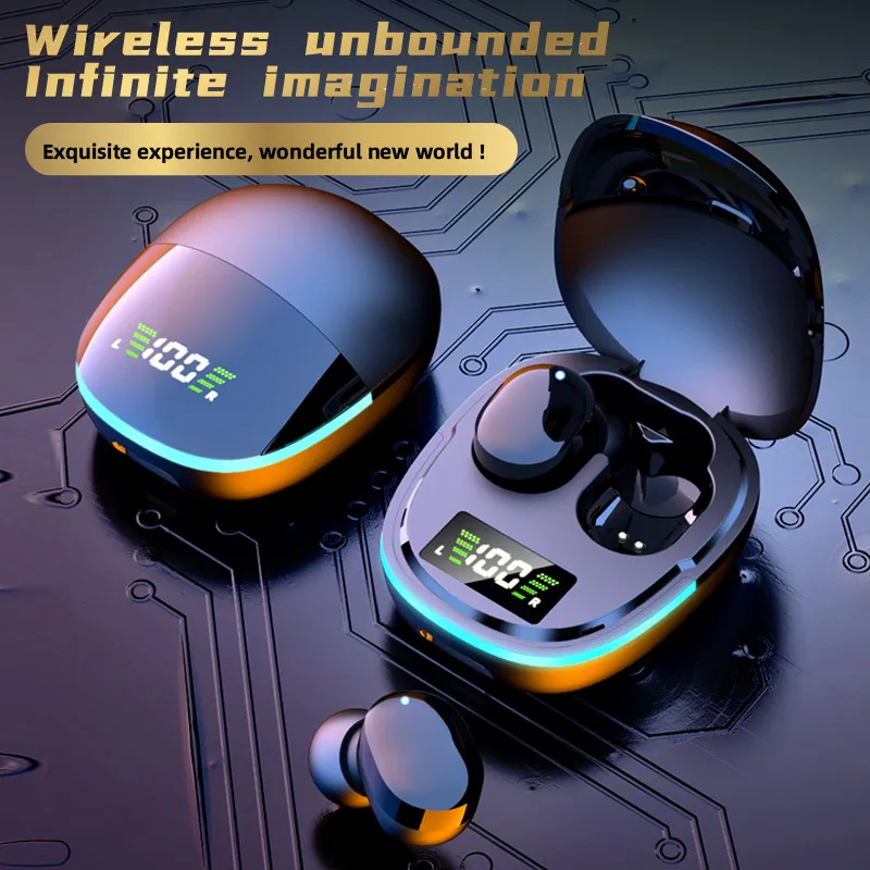 Mini Wireless Earphones Colorful Breathing Light Digital Display In-Ear Bluetooth Headphone Touch Control Lossless Noise Reduction Low Latency Game Headset