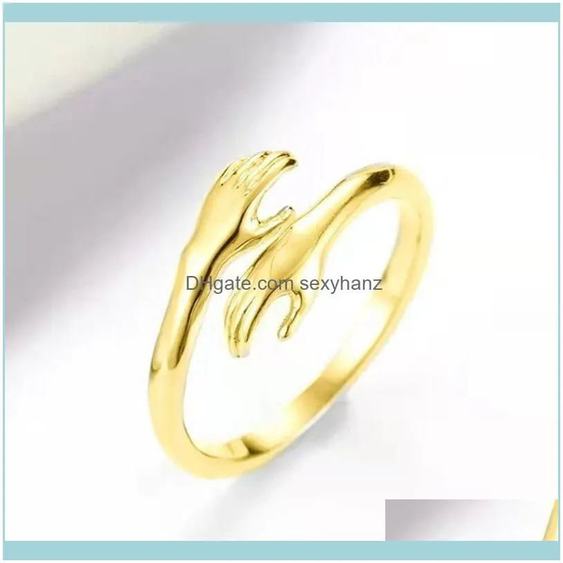 Finger Rings for Women Hands Hug Shaped Trendy Fine Jewelry Open Adjustable Antique Anillos Quality