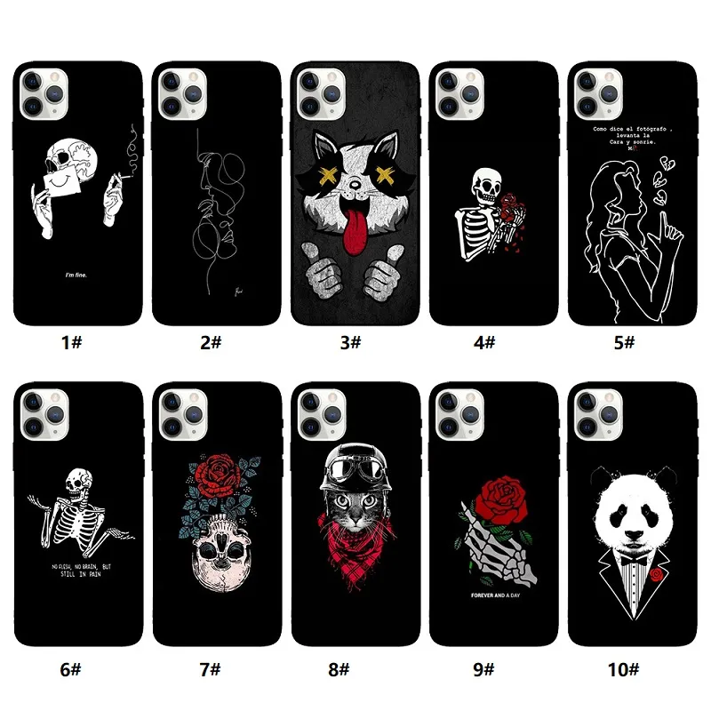 TIDE Merk Bones Skull Cartoon Siliconen Gevallen voor iPhone 6 7 8 Plus 11 12 PRO MAX SAMSUNG S20 S21 Ultra Note 20 Schokbestendig Soft TPU UV Drukontwerp Case Cover