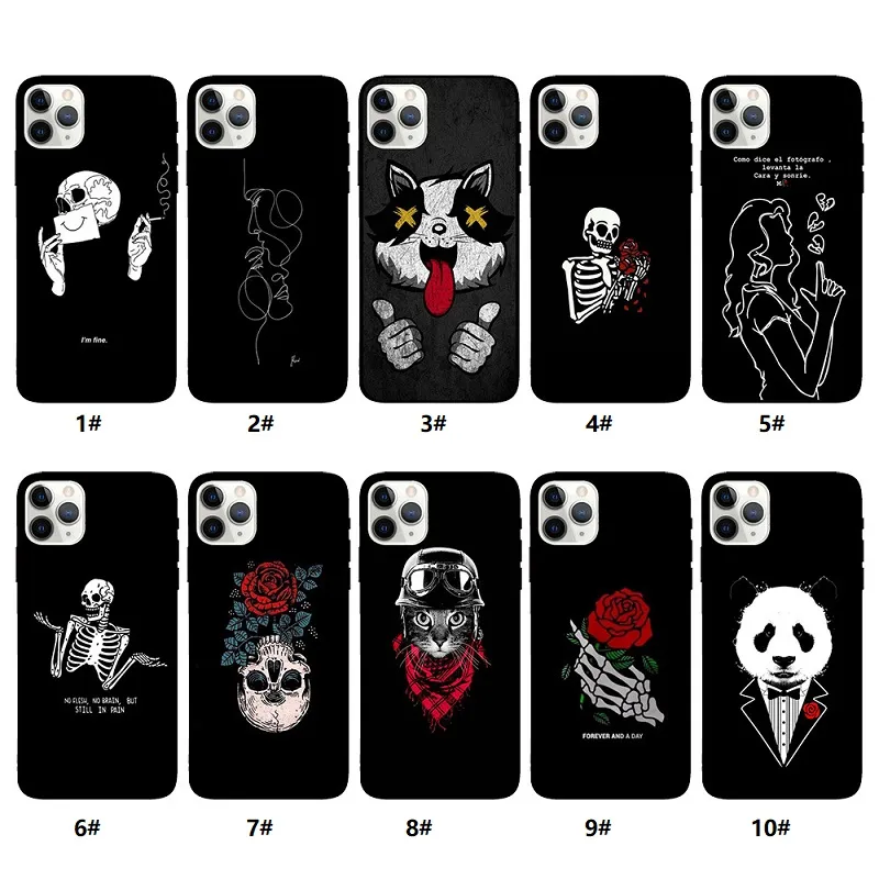 Gelgit Marka Bones Kafatası Karikatür Silikon Kılıfları Için iPhone 6 7 8 Artı 11 12 Pro Max Samsung S20 S21 Ultra Not 20 Darbeye Yumuşak TPU UV Baskı Tasarım Kılıfı Kapak