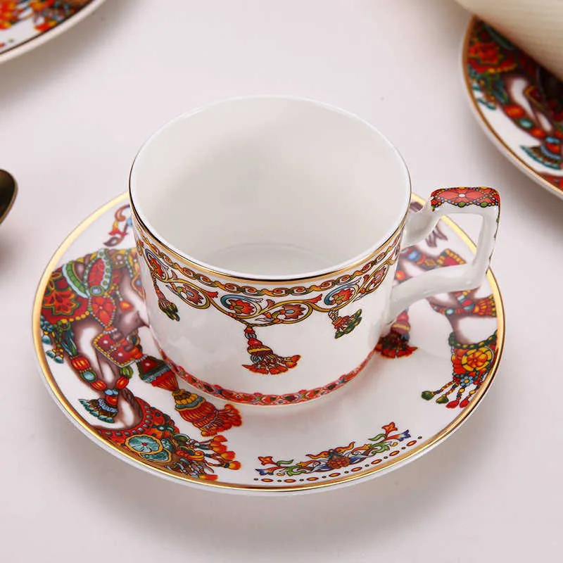 Tazas de café de porcelana China de hueso de caballo, plato, tazas