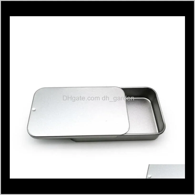 silver sliding tin box mint packing box food container boxes small metal case size 80x50x15mm sn2423