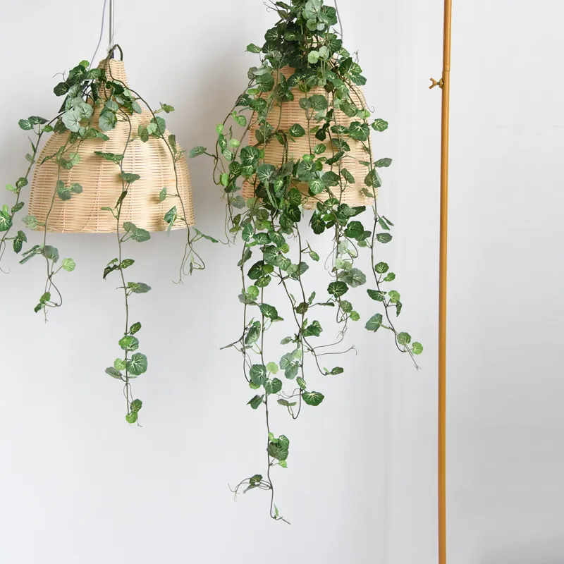 Simulation 5 Fork Creeper Rattan Fake Plant Vines Flower Material Home Decoration Hanging Ceiling Pipe Winding Vine Artificial Potato Leaves