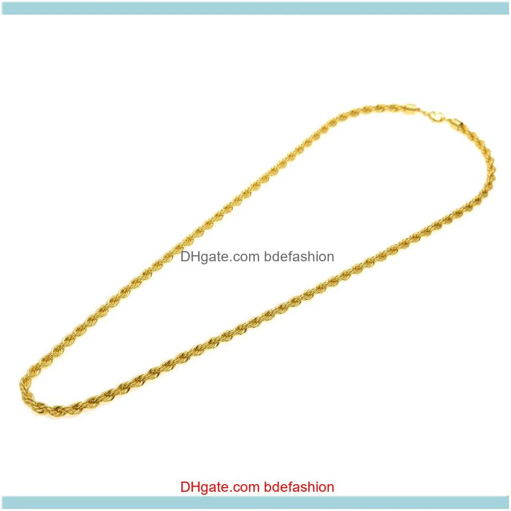 6.5mm Thick 80cm Long Solid Rope Twisted Chain 14K Gold Silver Plated Hip hop Twisted Heavy Necklace 160gram For mens