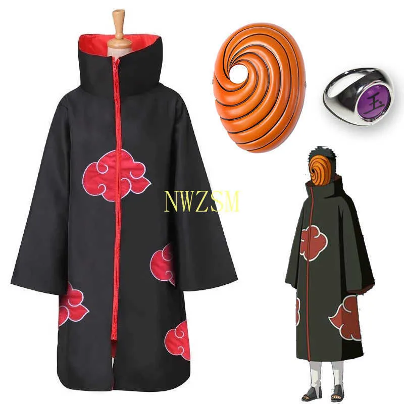 Anime Akatsuki Ninja Tobi Obito Madara Uchiha Cosplay Traje Acessório  Máscara para Halloween X0803