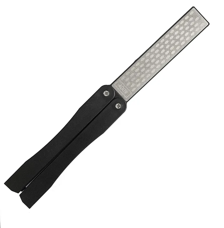 2021 Coltello Affilatura Pietra 400/600 Grit Pocket Coltello Affilatore Diamante Pieghevole a doppia faccia per Garden Kitchen Tool Outdoor Colore nero