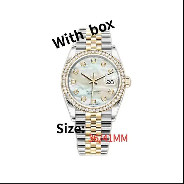 36/41MM Automatiska Mekaniska Herrklockor Bezel Rostfritt Stål Dam Diamant Damklocka Vattentät Lysande Armbandsur med box present