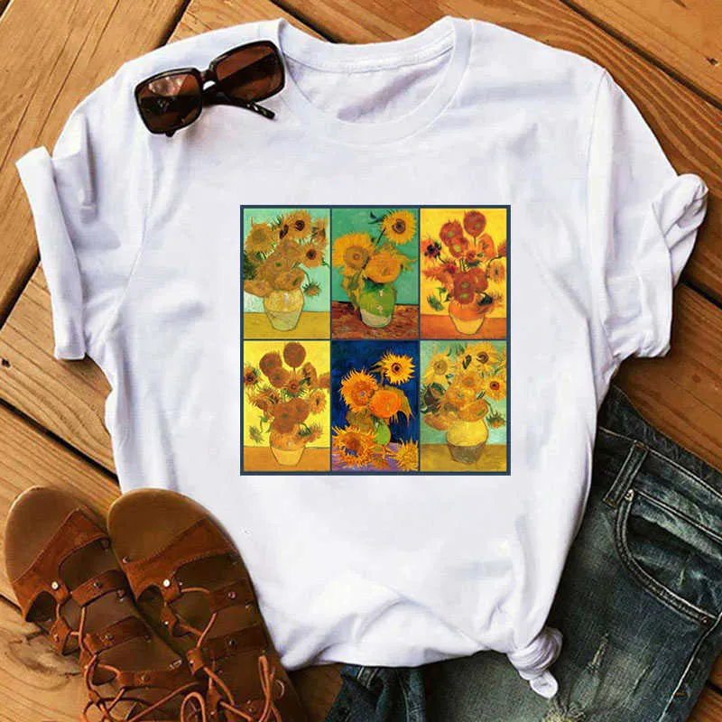 Camiseta Con Estampado De Girasoles Camisetas De Arte De Van Gogh