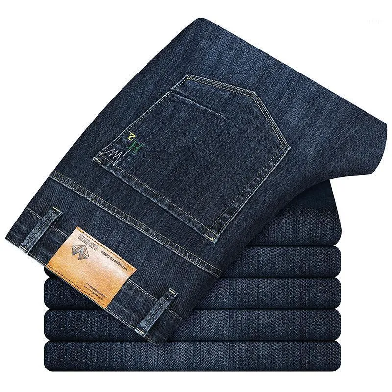 Heren jeans 2021 herfst mode zakelijke katoenen stretch hoge kwaliteit casual eenvoud regelmatig fit denim broek mannelijk merk