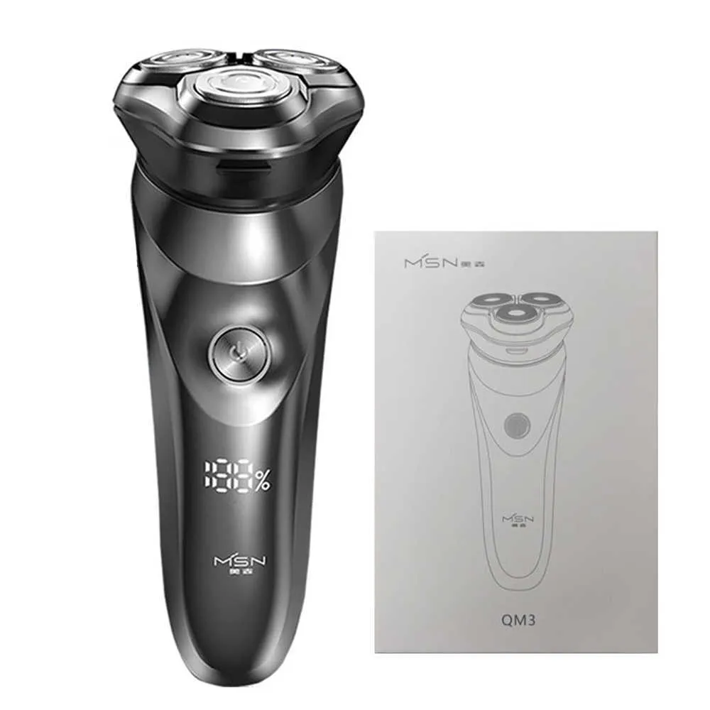 YouPin MSN Electric Shaver Shaving Razor Beard Machine för män IPX7 Vattentät Dry Wet Trimmer Uppladdningsbar Tvättbar LCD-skärm P0817