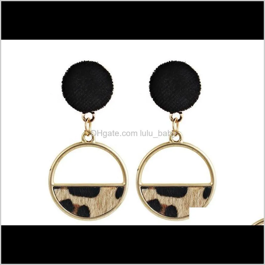 new arrival european personality feather small ball leopard hoop dangle earrings for woman fashion jewelry wholesale ear ring