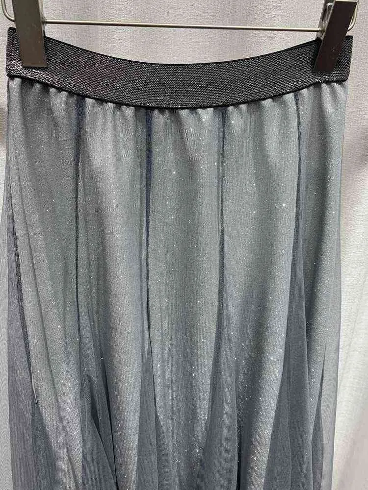 Autumn outing leisure elegant gauze skirt 2020 new elastic waist design hide meat, show thin, big and bright silk skirt