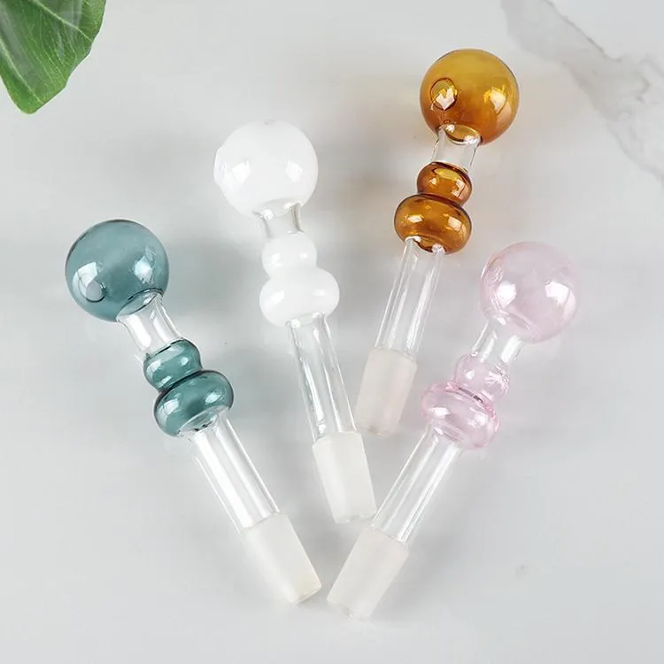 Smoke Pipes Colored Hand Mini Clear Thick Glass Color Smoking Pipe Dab Rigs Straight Type 11CM Transparent Pyrex Oil Burner Accessories DHL Free Freight