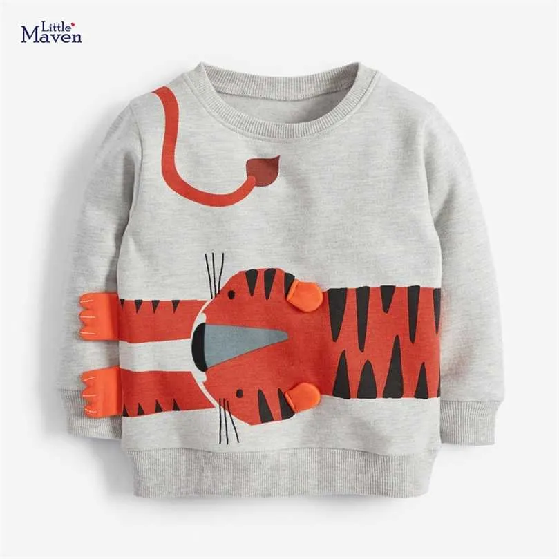 Liten Maven Baby Boys Höstkläder Bomull Soft Tiger Sweater Comfort Good-Looking Sweatshirt för barn 211029