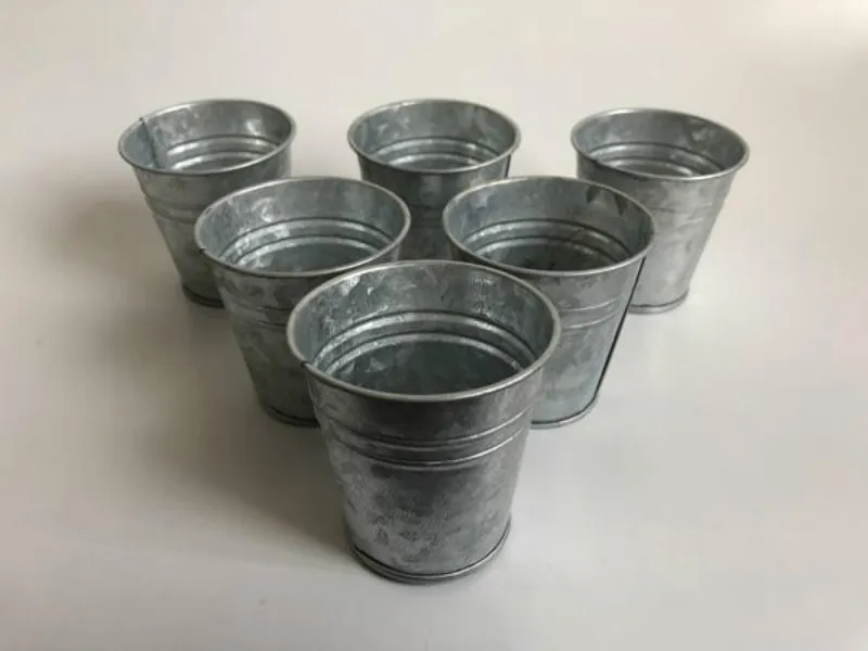 D7XH7CM Metal Kupası Galvanizli Etli Tencere Vintage Nostalji Mini Bahçe Gümüş Teneke Ekici Düğün Succulents Pot RH9239