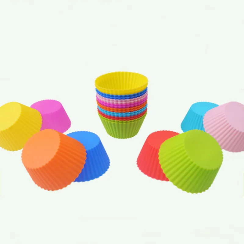 7cm Silicone Muffin Cupcake Moulds cake cup Round shape Bakeware Maker Baking Mold Colorful Tray Baking Cup Liner Molds 