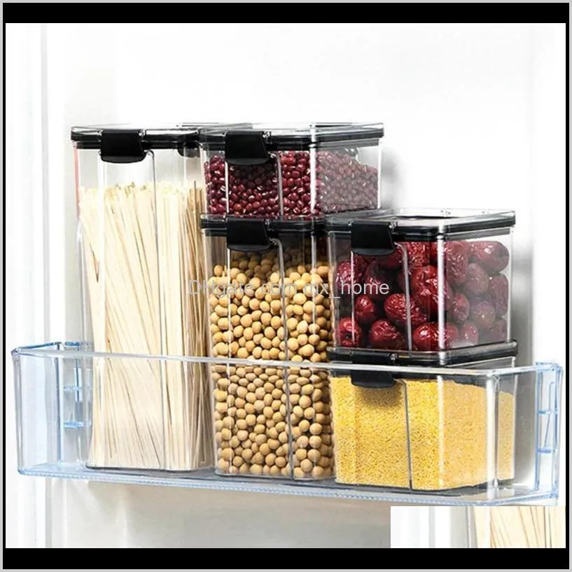 clear containers with buckle lids plastic sealed kitchen transparent canister keep  crisper storage bottles & jars
