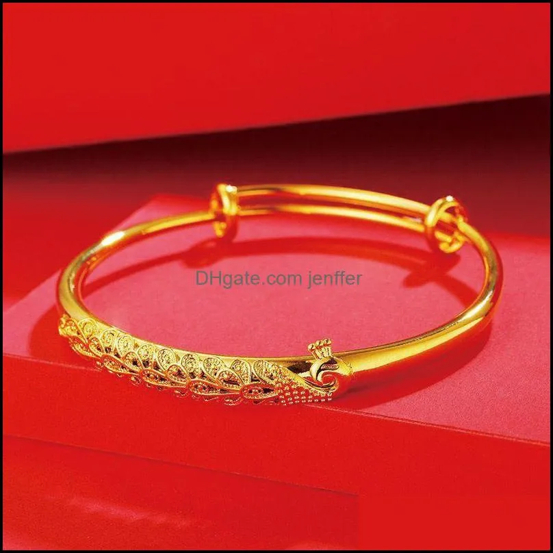 MxGxFam Wedding Jewelry Phoenix Bangles and Bracelets for Bridal Women Pure Gold Color1