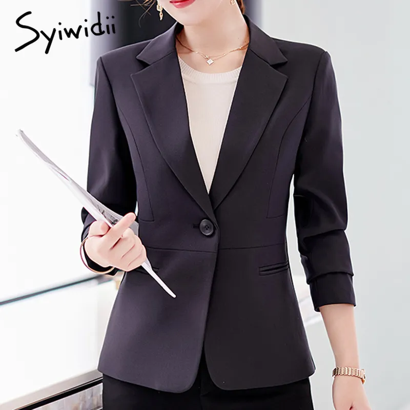 Syiwidii 6 Couleurs Femmes Blazers et Vestes Office Lady Slim Rose Noir Blanc Bleu Mode Coréenne Vêtements Femmes Printemps Manteau 210417