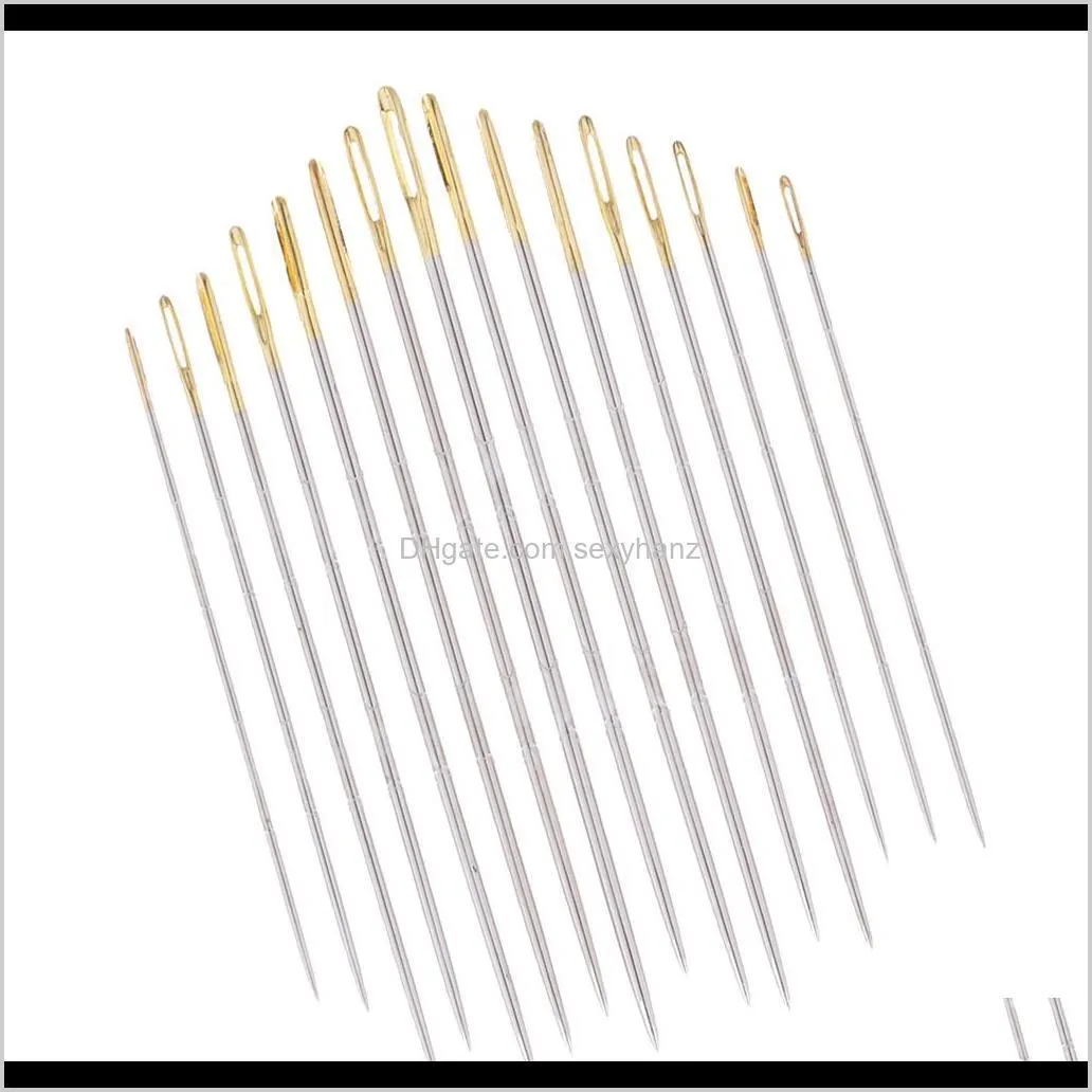 16pcs/set steel hand sewing needles for embroidery cross stitch gold eye