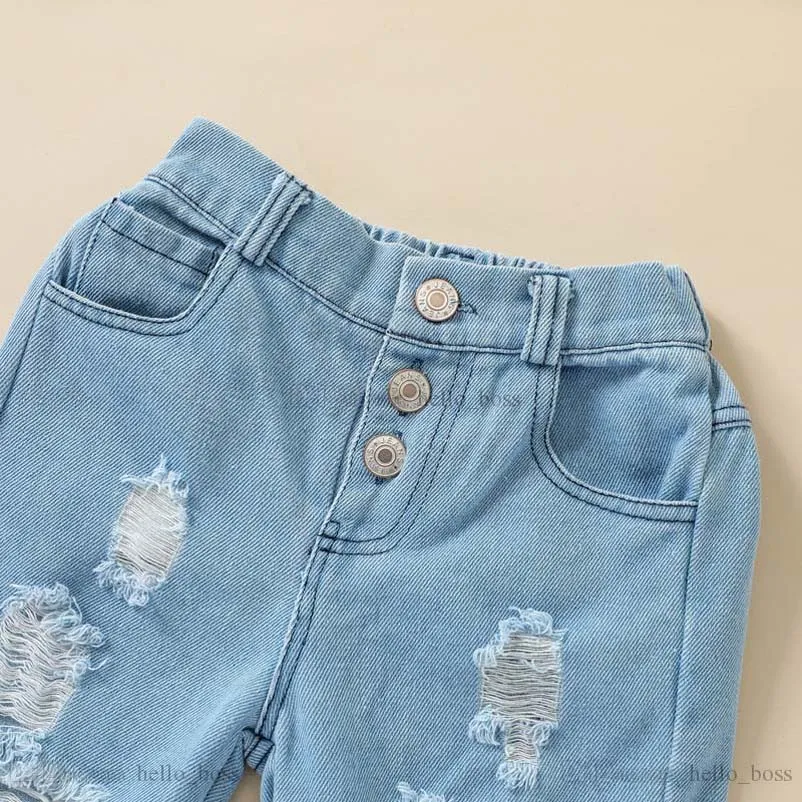 Kids Clothing Sets Girls Outfits Baby Clothes Children Suits Summer Children`S Wear Tank Tops Vest Hole Denim Shorts Jeans Pants B7595