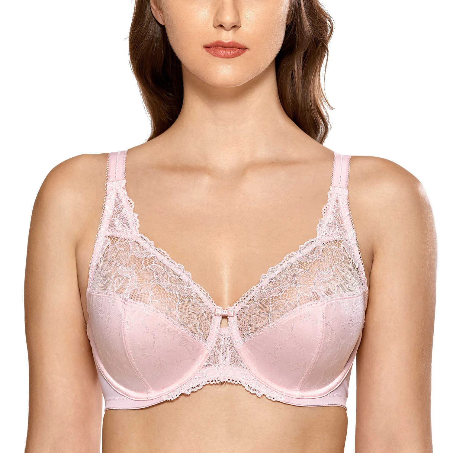 Floral Lace Minimizer Low Plunge Bra For Women Non Padded, Underwire, Full  Figure 210623 From Dou01, $11.95
