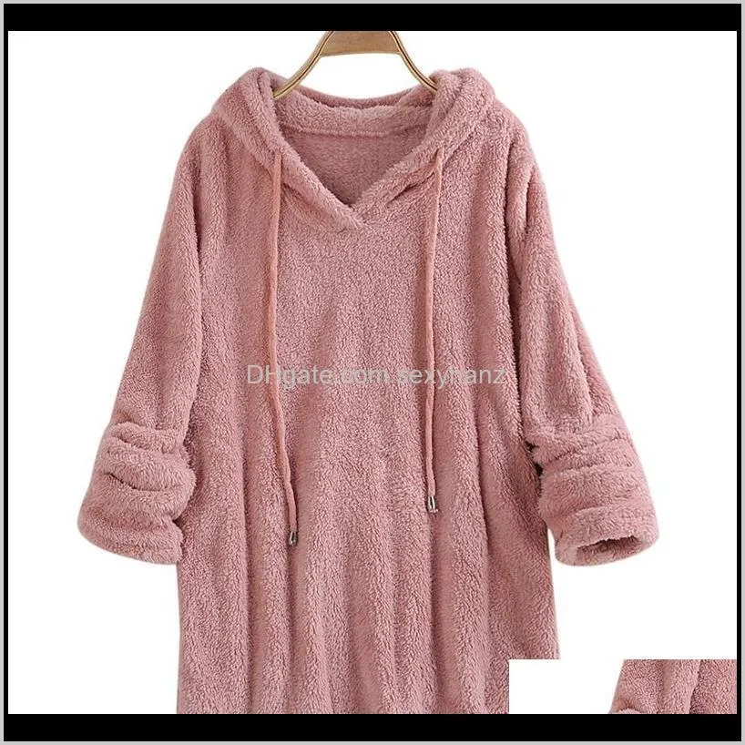 new women top winter causal fluffy long sleeve solid sweatshirt women autumn long hoodies fleece soft plush blouse shirt1