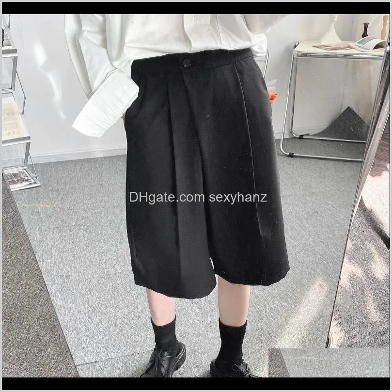 summer korean suit shorts men`s fashion solid color business dress shorts men streetwear hip-hop wide-leg five-point pants mens