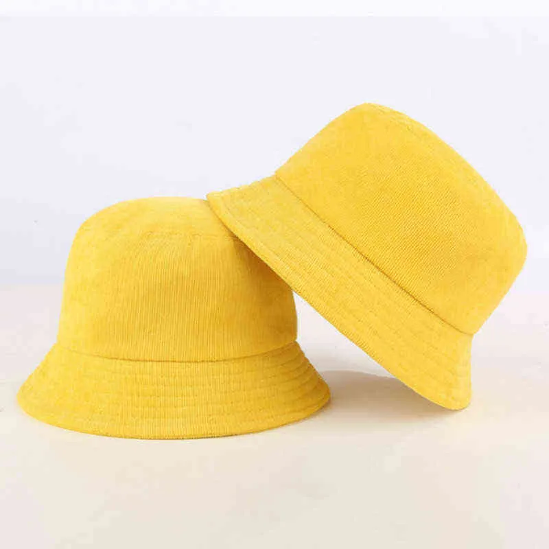 Blank Corduroy Bucket Hat för Kvinnor Vår Höst Vanliga Män Panama Utomhus Vandring Strand Fiske Mössor Solskydd Kvinna Sunhat Bob G220311