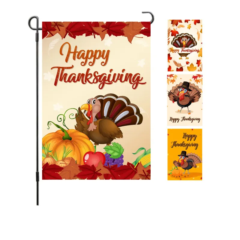 2021 Banner Thanksgiving Garden Banners Flag Custom Holiday Decoration Courtyard Färgglada Turkiet Dubbelsidig utskrift