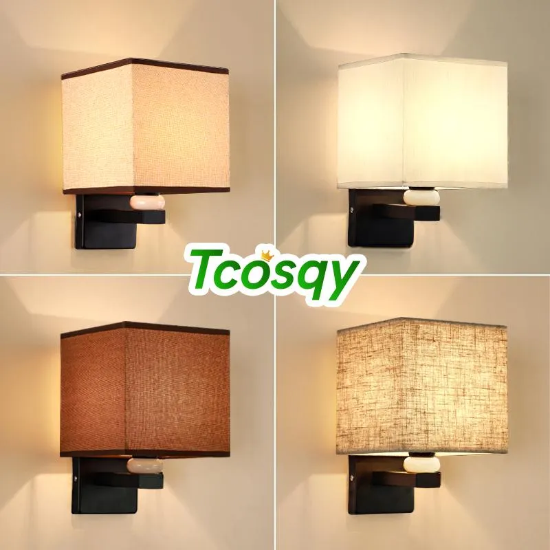 Lâmpada de parede TCOSQY Tecido é usado em El Rooms e Home Improvement Quartos Branco, Preto, Bege, Linho Brown 110v220ve27
