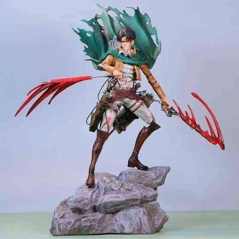 35cm Attaque d'anime sur Titan Figure Sharinki No Kyojin Levi Ackerman PVC Action Figure Toy GK Statue Collection Modèle Poupée AA220311