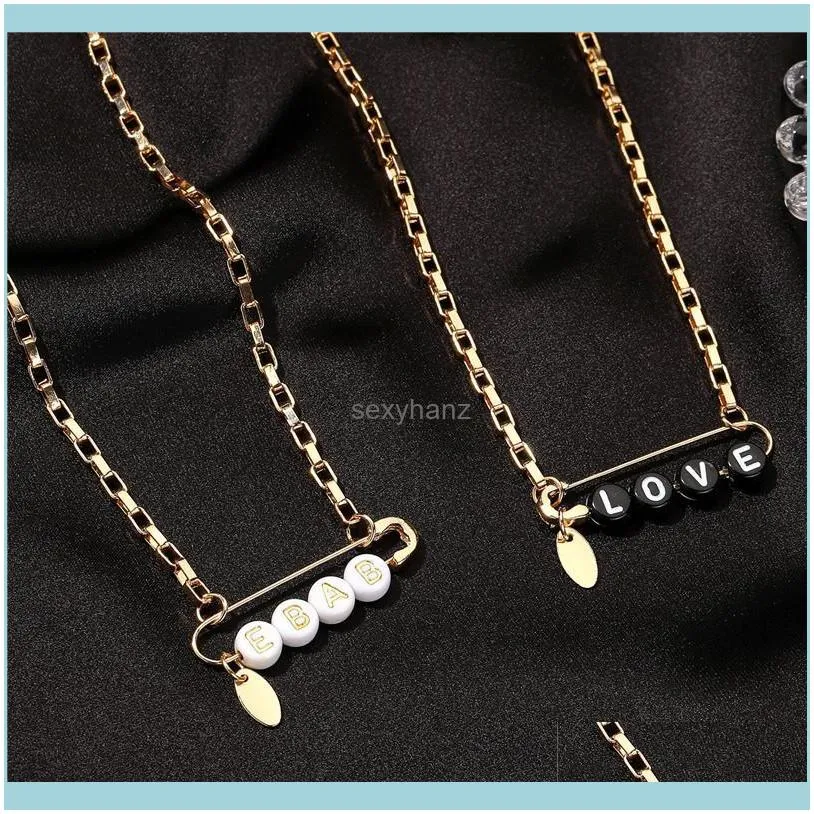 15pcs/Lot Personality Pin Design Pendant Necklaces Fashion Letter Geometric Lovers Sweater Chain Alloy Valentine`s Day Gift Chokers