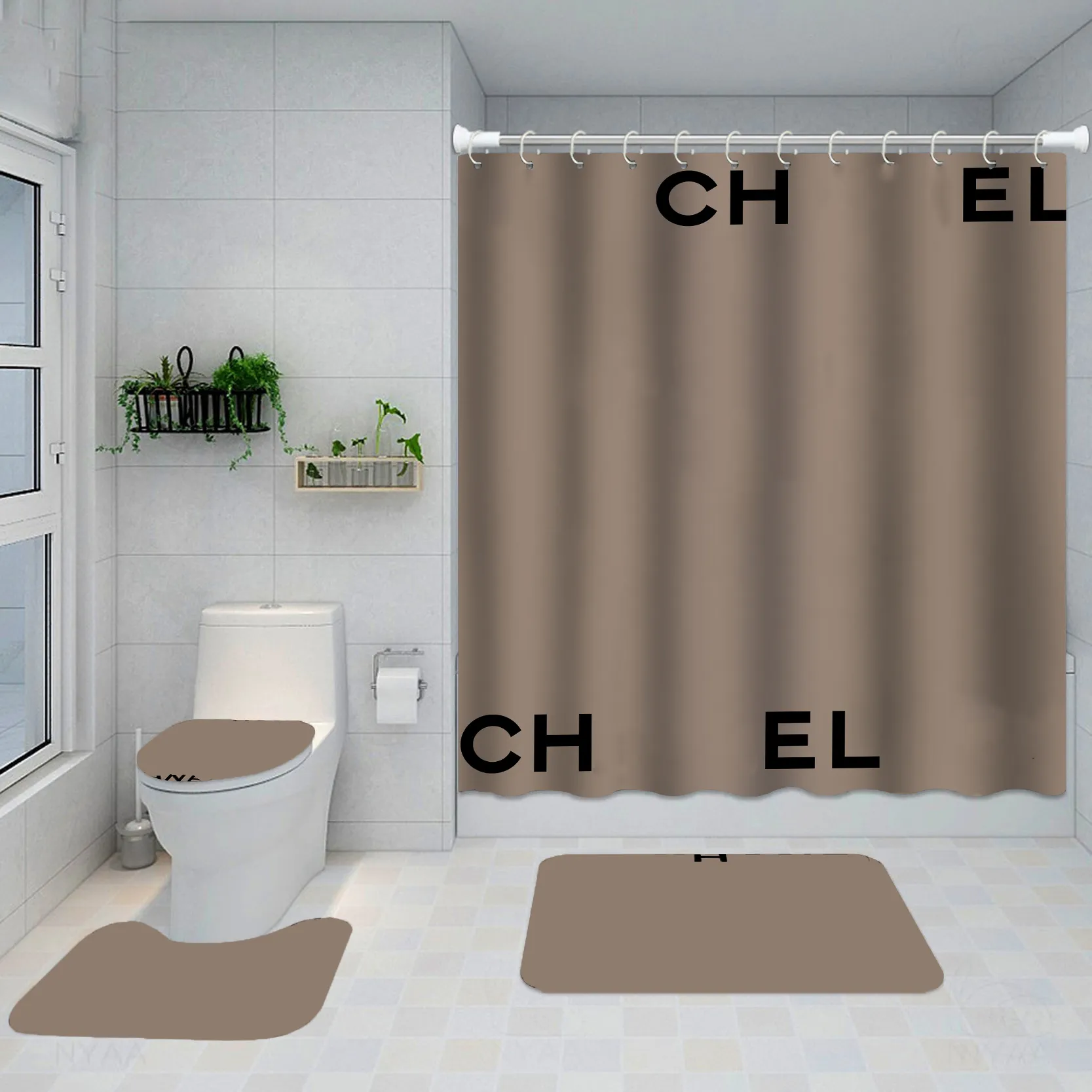 Cortina de ducha con ganchos, cortinas de baño modernas, cortinas de ducha  duraderas, cortina de baño, tela impermeable, lavable a máquina, 72 x 72