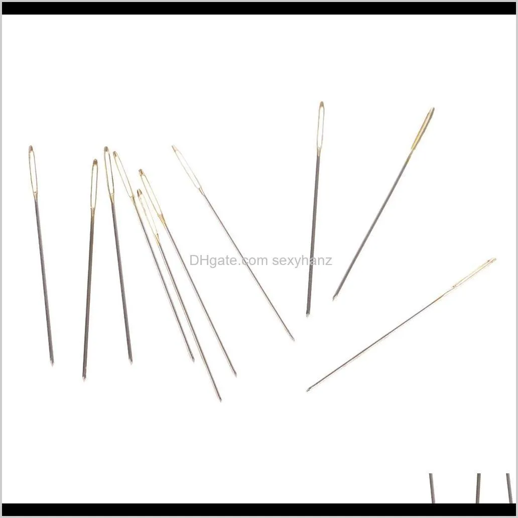 120 pieces mixed sliver gold large eye embroidery cross stitch hand needles size 26 28 in clear box