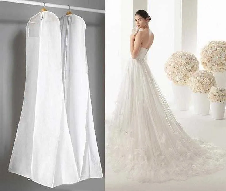 سفر تخزين الغبار يغطي كبير 180 سنتيمتر فستان الزفاف ثوب أكياس ثوب جودة عالية حقيبة الغبار الأبيض غطاء الملابس الطويلة