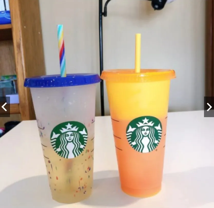 Reusable starbucks tumbler color changing starbucks tumbler original starbucks cups PP food grade 24oz700ml with straw