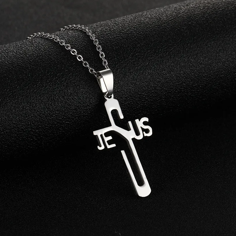 Jesus Cross Necklace pendant Stainless steel Necklaces for women men fashion jewelry will and sandy