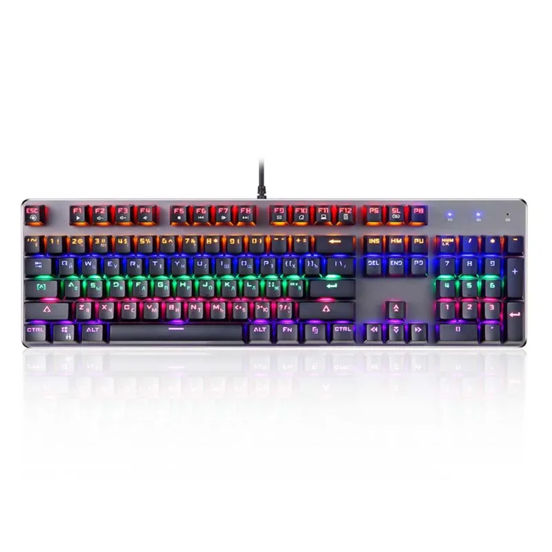 Universele RGB USB bedrade mechanische toetsenbord 104 sleutels Russische Engelse gaming-toetsenborden voor desktopcomputer laptop pc