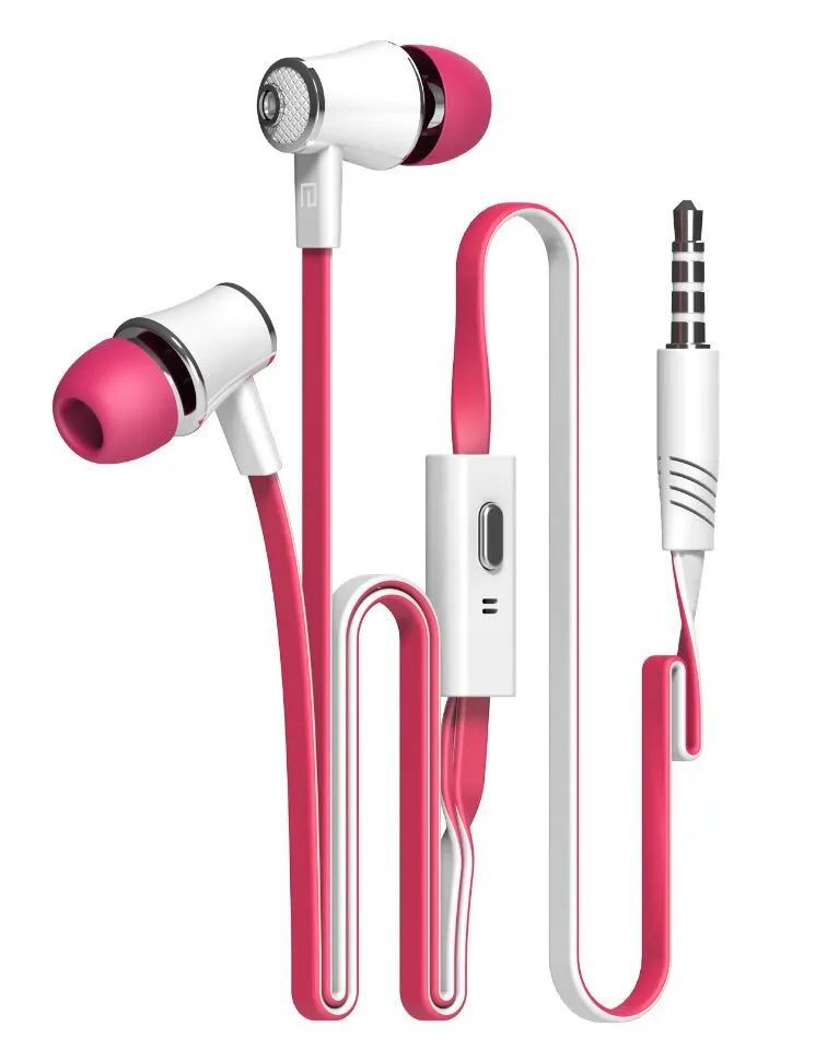 Auricolari intrauricolari a filo piatto JM21 Auricolare basso Cuffie stereo con microfono Cuffie con cancellazione del rumore per Samsung iPhone XiaoMi