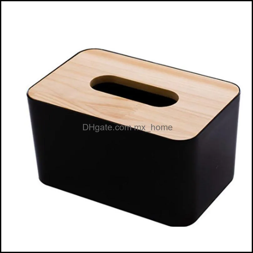 Home Kitchen Wooden Plastic Tissue Box Solid Wood Napkin Holder Case Simple Stylish Car Holders Boxes & Napkins