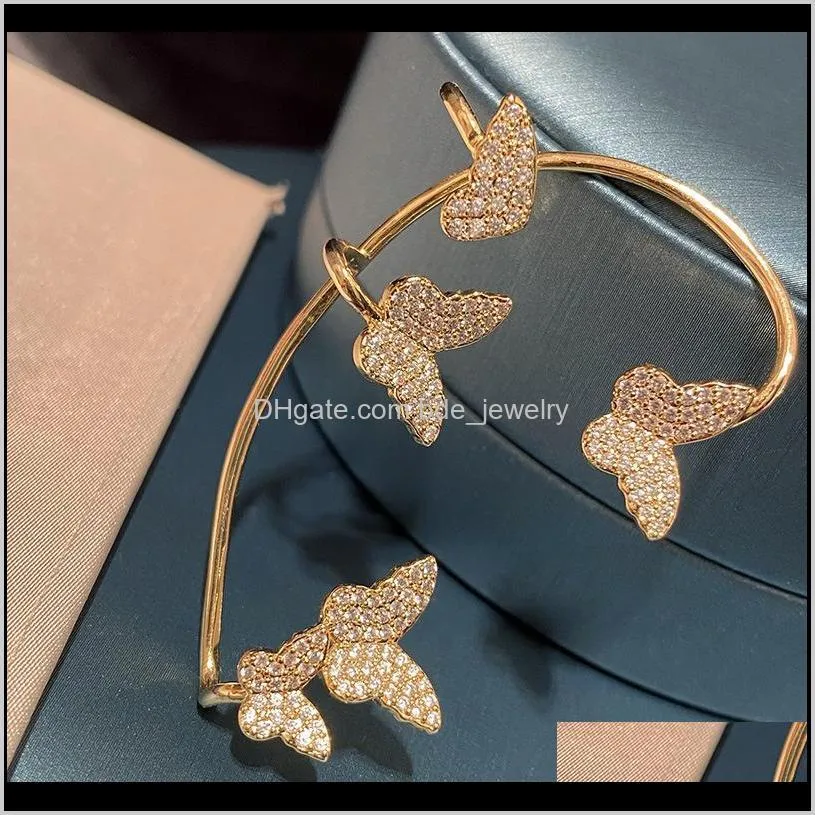 pretty diamond 3d butterfly ear cuff fashion luxury designer cuff earrings for woman girls gold gift box