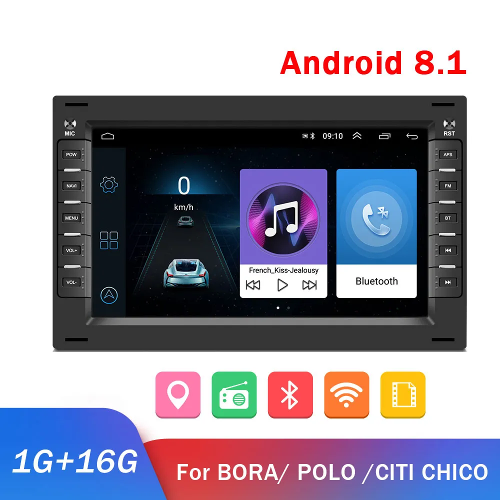2din Android Car Radio 2 Din bil Multimedia Player för Volkswagen Sharan Golf Polo Passat T5 Skoda Transporte Autoradio