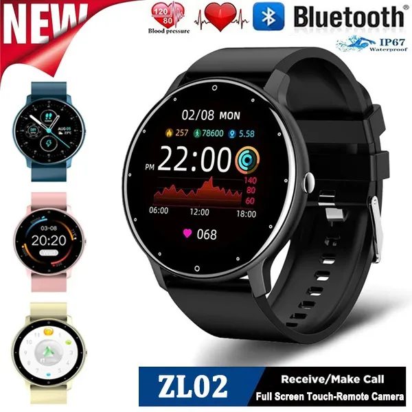 SmartWatches 2021 Qualità di lusso Smart Watch Uomo ZL02 Touch Touch Donne Smartwatch Pedometro Sport Pedometro in tempo reale IP67 Bluetooth per iOS Android