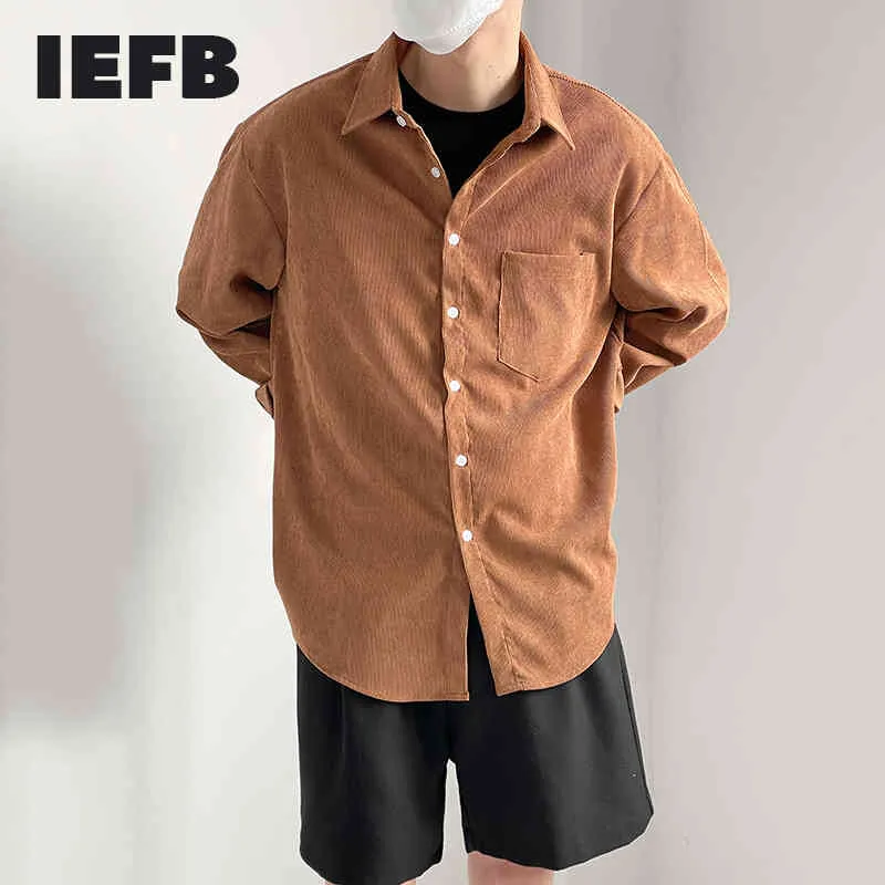 IEFB masculina do outono do outono do outono camisas de manga longa camiseta Coreano streetwear tendência solta Causal tops para macho 9Y7088 210524