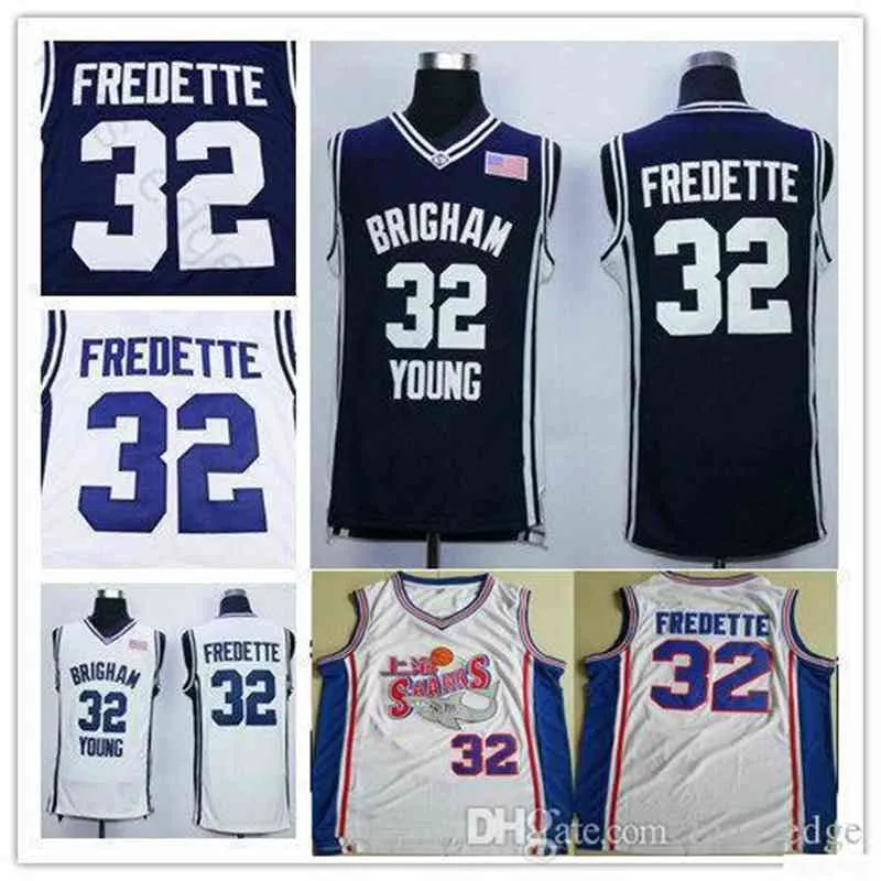 NCAA Brigham Junger Cougars Jimmer Fredette College Basketball -Trikot Blue White Herren #32 Jimmer Fredette Shirts Universität Stitched Trikots