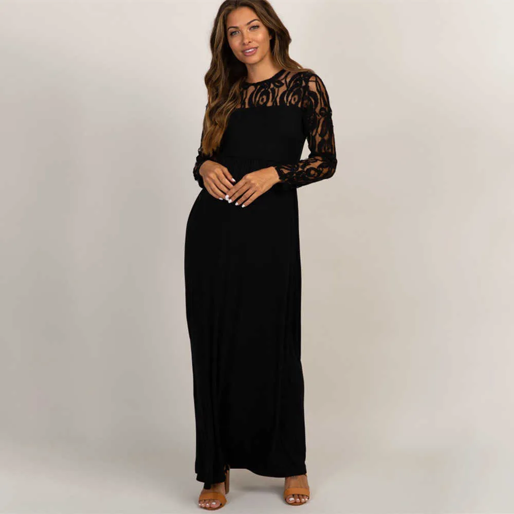 long sleeve black lace maternity dress Black Lace Maternity Gown For Photo Shoot- Rose Gown sharon rose custom